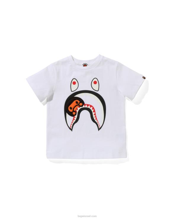 לבן A Bathing Ape 644LV1661 ילדים טי בואה פליס מילו כריש