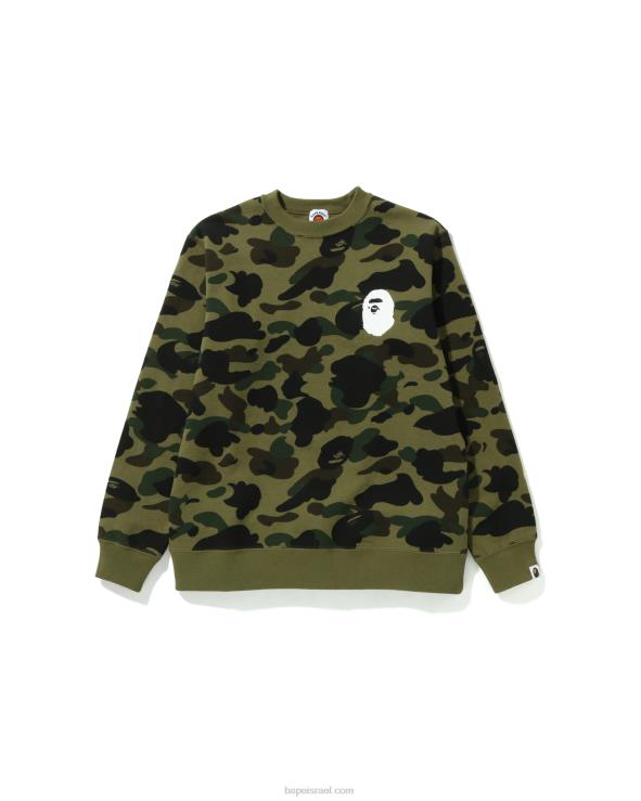 צבא ירוק A Bathing Ape 644LV1666 ילדים 1st camo head crewneck jr