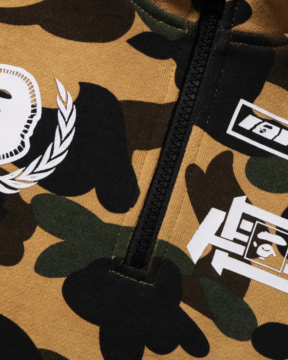 צהוב A Bathing Ape 644LV1669 ילדים קפוצ'ון סוודר בשכבות 1st camo racing