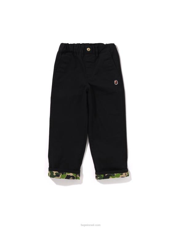 שָׁחוֹר A Bathing Ape 644LV1672 ילדים מכנסיים עם חפתים של abc camo