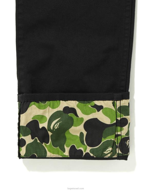 שָׁחוֹר A Bathing Ape 644LV1672 ילדים מכנסיים עם חפתים של abc camo