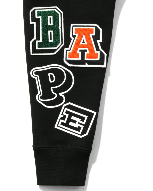 שָׁחוֹר A Bathing Ape 644LV1673 ילדים קפוצ'ון סוודר עם מספר גופנים