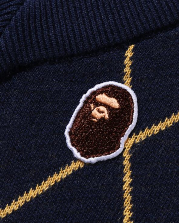 כְּחוֹל A Bathing Ape 644LV1687 ילדים אפוד סריג עם תיקון ראש