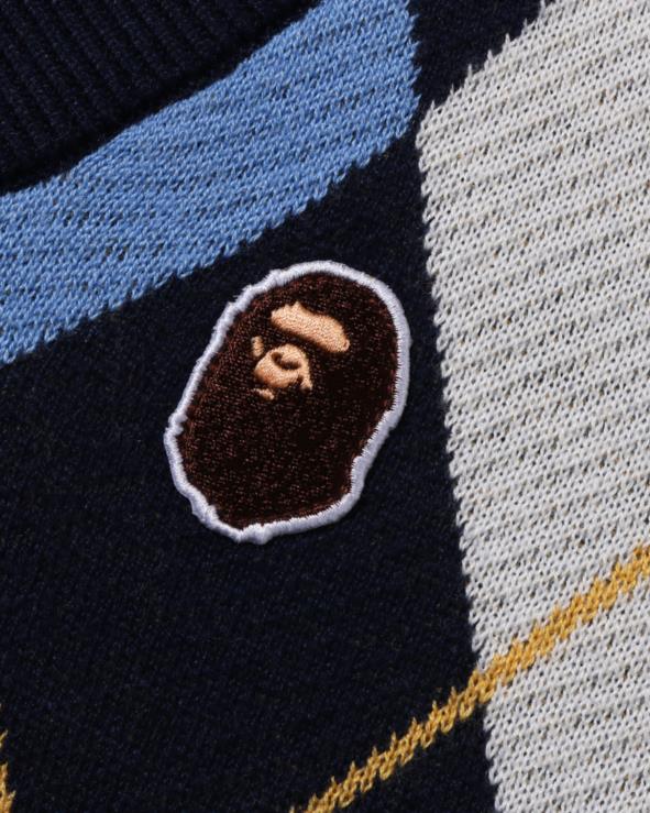 כְּחוֹל A Bathing Ape 644LV1689 ילדים תיקון ראש סריג ארגייל ג'וניור