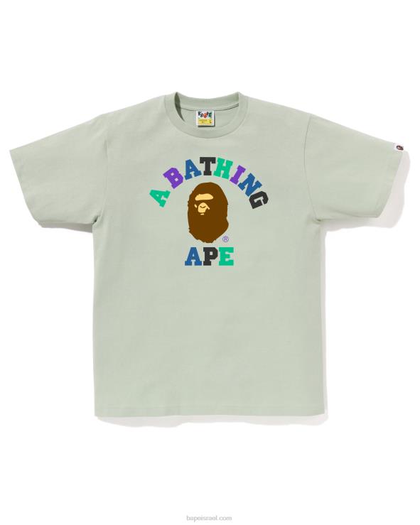 צבא ירוק A Bathing Ape 644LV17 גברים חולצת קולג' בצבעים