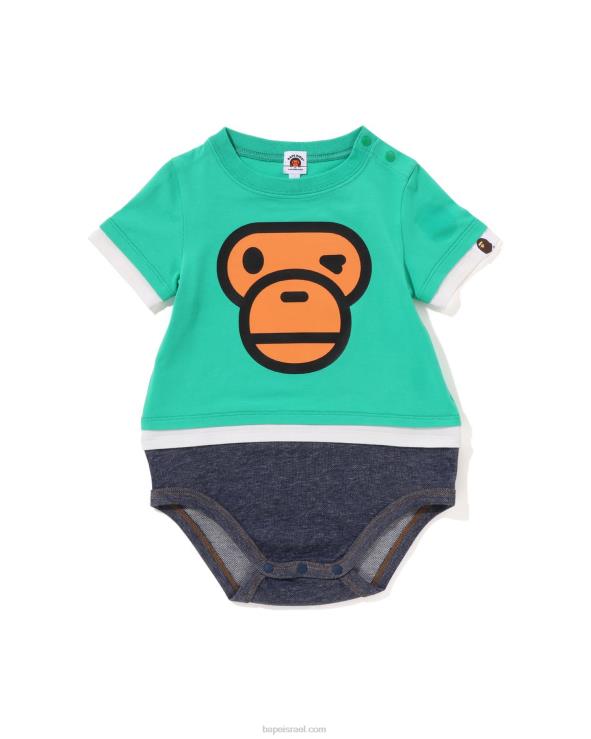 ירוק בהיר A Bathing Ape 644LV1701 ילדים בגד גוף בשכבות בייבי מילו