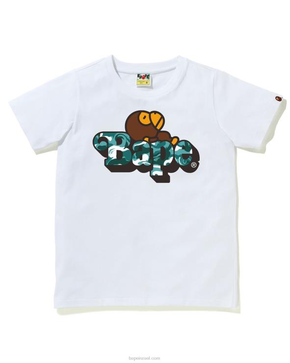 לבן A Bathing Ape 644LV1712 ילדים שיש קמו מילו על טי