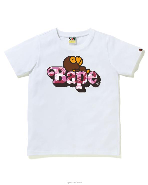 לבן A Bathing Ape 644LV1713 ילדים שיש קמו מילו על טי