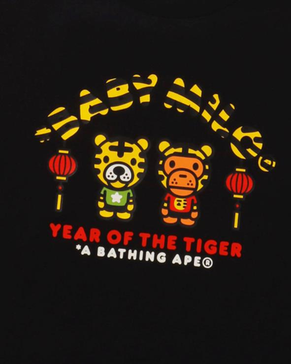 שָׁחוֹר A Bathing Ape 644LV1744 ילדים שנת הטיגריס בייבי מילו טי