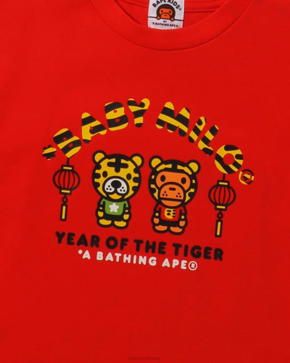 אדום בהיר A Bathing Ape 644LV1745 ילדים שנת הטיגריס בייבי מילו טי