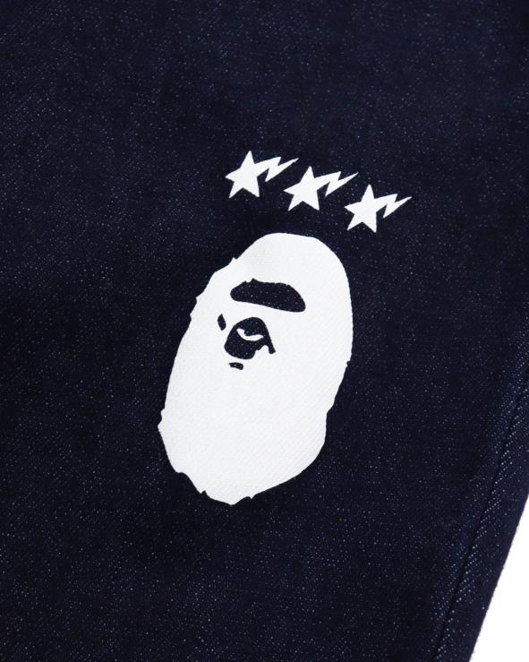 כחול כהה A Bathing Ape 644LV1761 ילדים מכנסי ג'ינס עם הדפס רב
