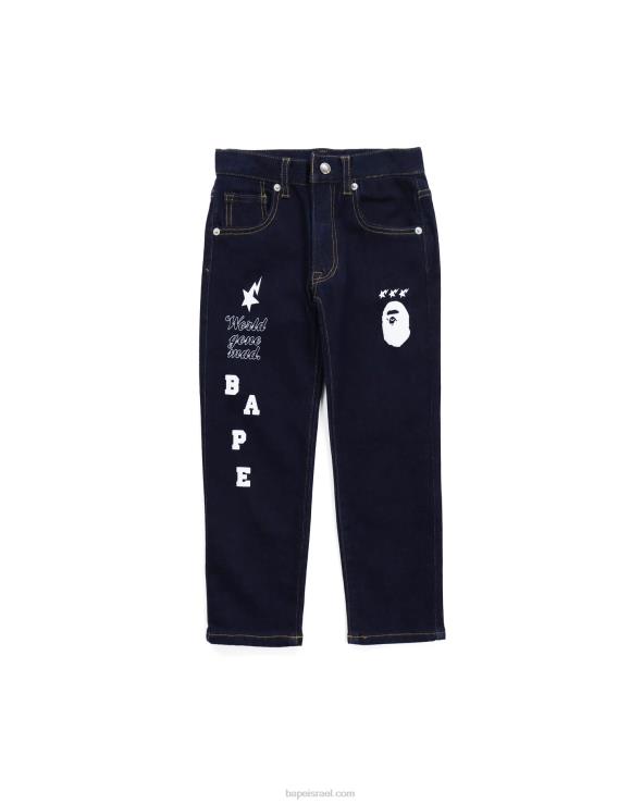 דֵנִים A Bathing Ape 644LV1765 ילדים מכנסי ג'ינס עם הדפס רב