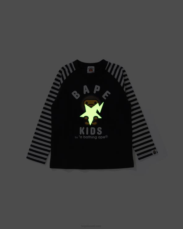 שָׁחוֹר A Bathing Ape 644LV1771 ילדים בייבי מילו זוהר בחושך