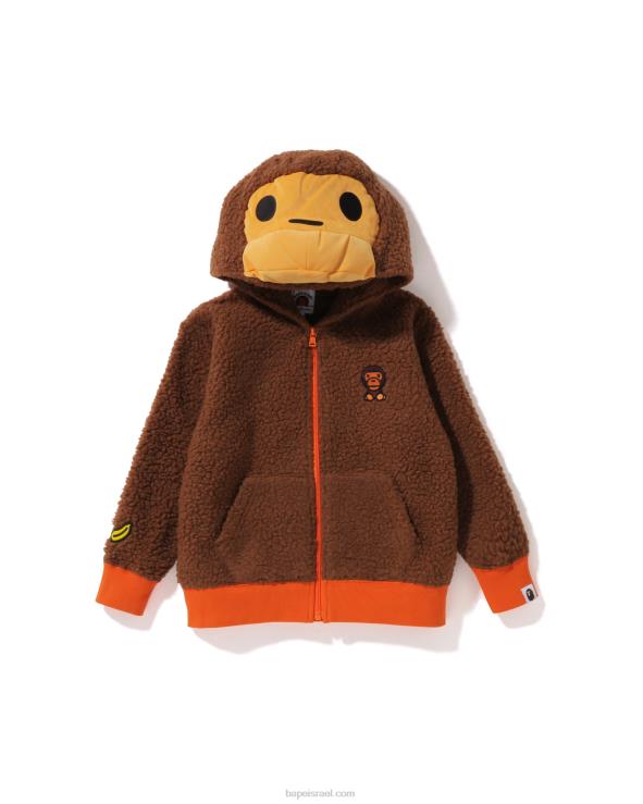 חום A Bathing Ape 644LV1778 ילדים מעיל קטיפה בייבי מילו בואה