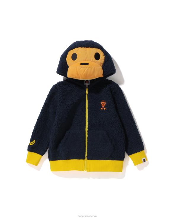 כְּחוֹל A Bathing Ape 644LV1779 ילדים מעיל קטיפה בייבי מילו בואה