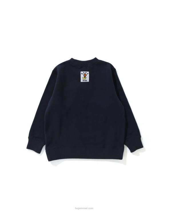 כחול כהה A Bathing Ape 644LV1785 ילדים בייבי מילו עץ חג המולד סווטשירט עם צווארון