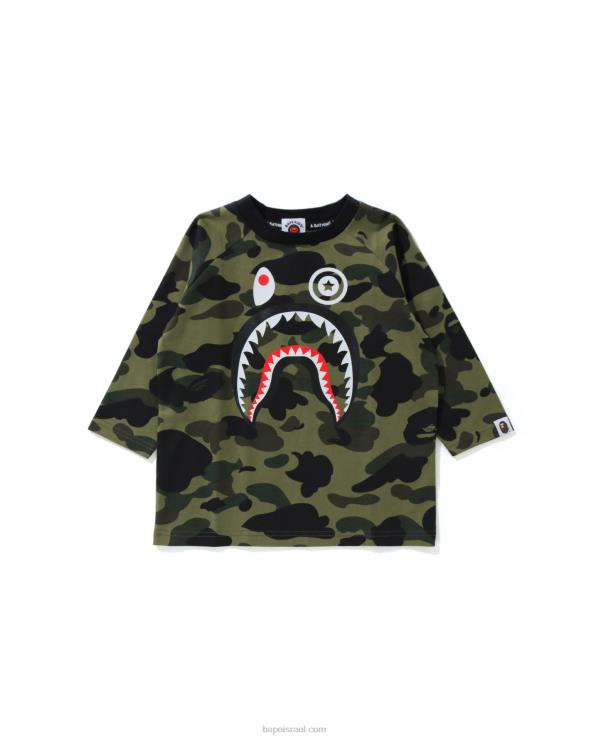 צבא ירוק A Bathing Ape 644LV1787 ילדים כריש 1st camo 3/4 חולצה