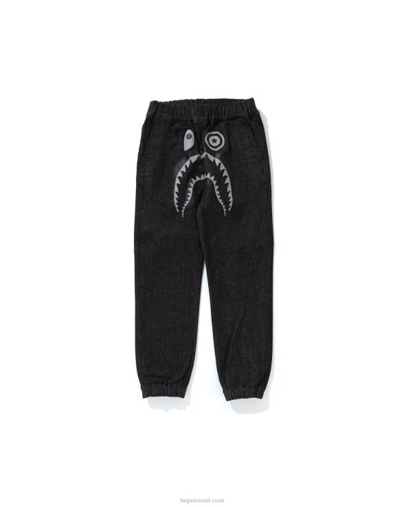 שָׁחוֹר A Bathing Ape 644LV1793 ילדים מכנסי ריצה ג'ינס של כריש