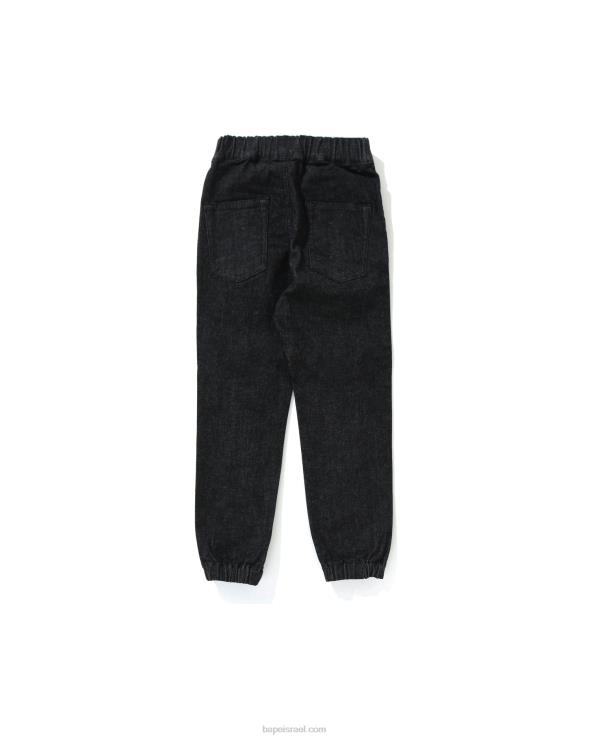 שָׁחוֹר A Bathing Ape 644LV1793 ילדים מכנסי ריצה ג'ינס של כריש