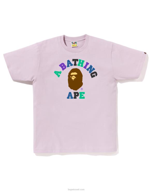 לילך פסטל A Bathing Ape 644LV18 גברים חולצת קולג' בצבעים
