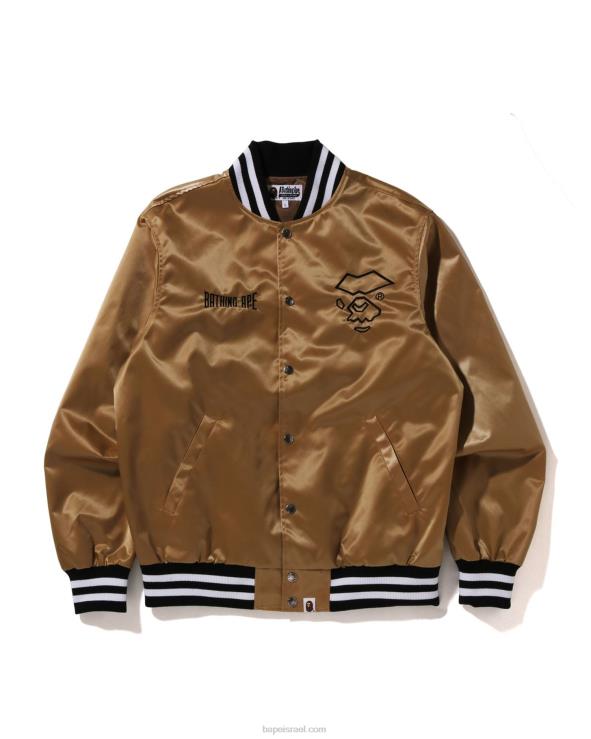זהב A Bathing Ape 644LV181 גברים ז'קט ניילון לאוניברסיטה