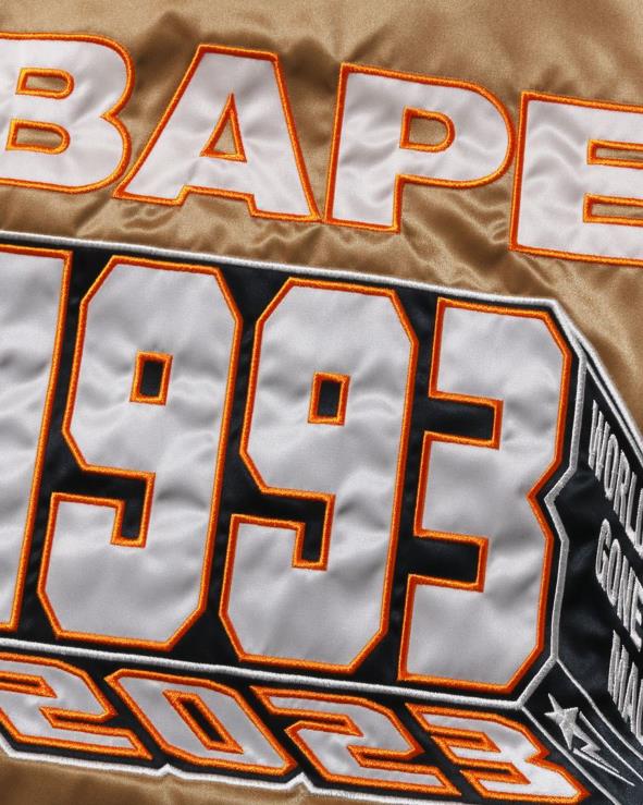 זהב A Bathing Ape 644LV181 גברים ז'קט ניילון לאוניברסיטה