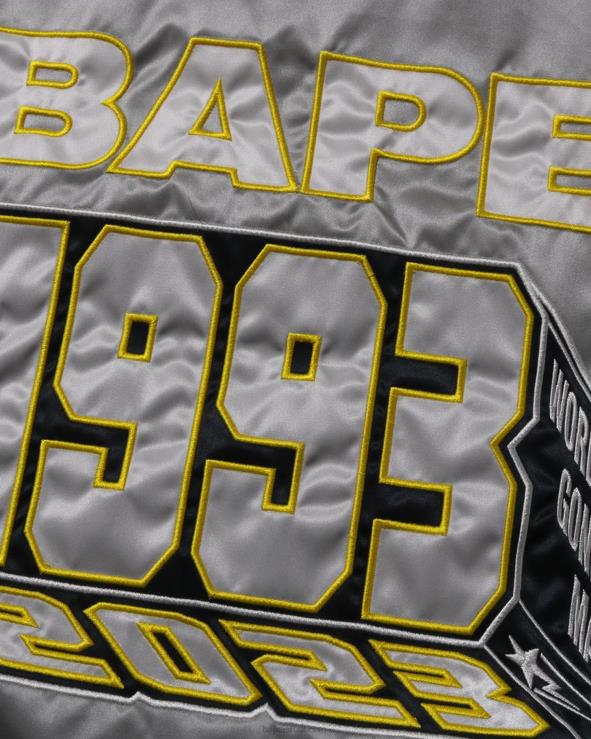 כסף A Bathing Ape 644LV182 גברים ז'קט ניילון לאוניברסיטה