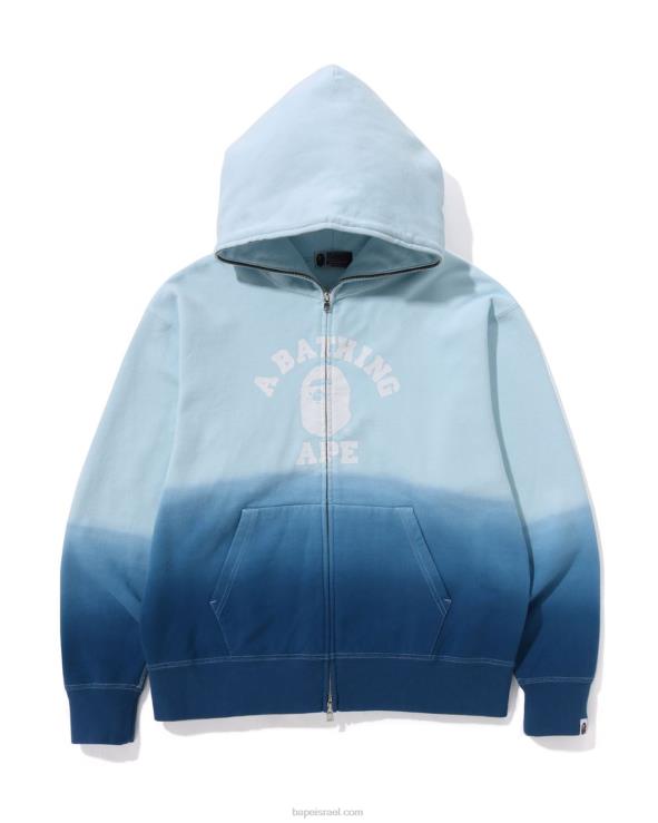 כְּחוֹל A Bathing Ape 644LV183 גברים דרגת קולג' קפוצ'ון עם רוכסן מלא בכושר נינוח