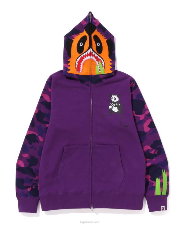 סָגוֹל A Bathing Ape 644LV187 גברים קפוצ'ון עם רוכסן מלא בצבע camo panda