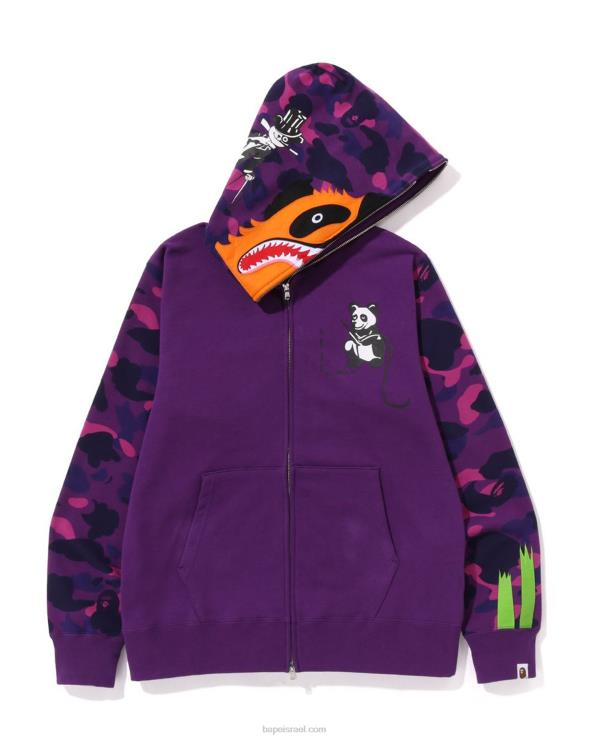 סָגוֹל A Bathing Ape 644LV187 גברים קפוצ'ון עם רוכסן מלא בצבע camo panda