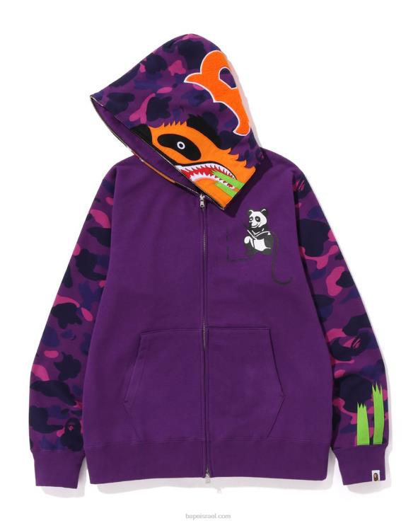 סָגוֹל A Bathing Ape 644LV187 גברים קפוצ'ון עם רוכסן מלא בצבע camo panda