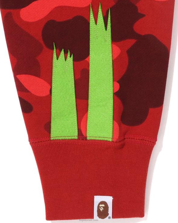 אדום בהיר A Bathing Ape 644LV188 גברים קפוצ'ון עם רוכסן מלא בצבע camo panda
