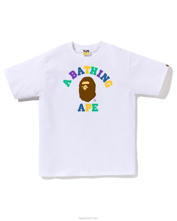 לבן A Bathing Ape 644LV19 גברים חולצת קולג' בצבעים
