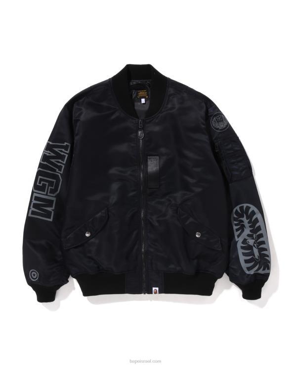 שָׁחוֹר A Bathing Ape 644LV191 גברים כריש loose fit ma-1