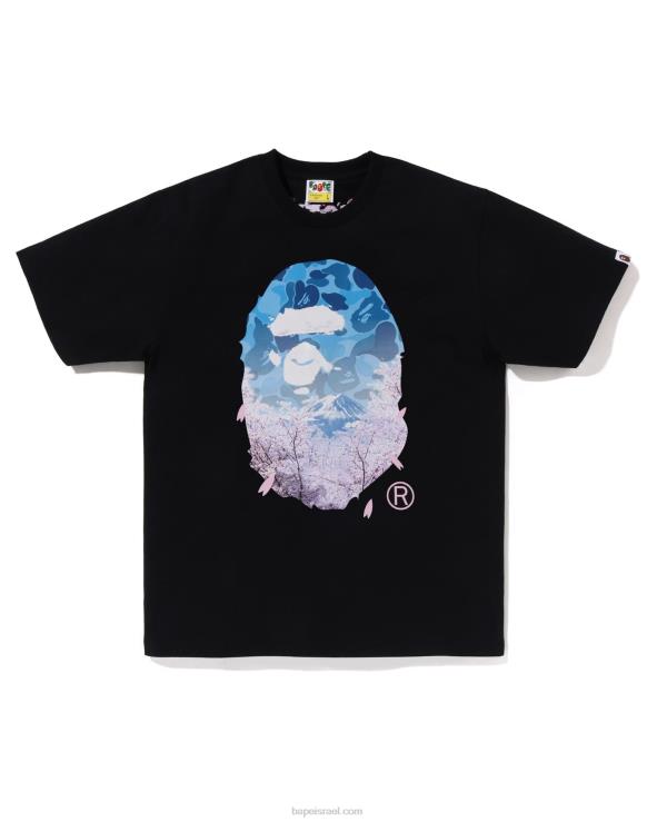 שָׁחוֹר A Bathing Ape 644LV206 גברים טי ראש צילום סאקורה