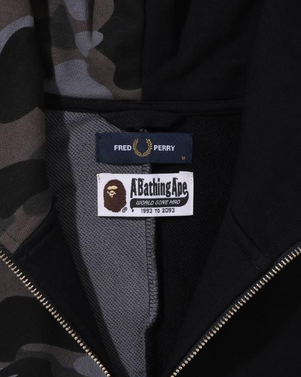 שָׁחוֹר A Bathing Ape 644LV215 גברים x fred perry color camo קפוצ'ון רוכסן