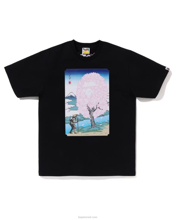 שָׁחוֹר A Bathing Ape 644LV216 גברים טי סאקורה