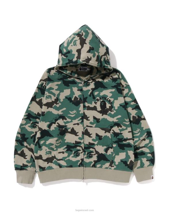 צבא ירוק A Bathing Ape 644LV219 גברים woodland camo loose fit קפוצ'ון עם רוכסן מלא