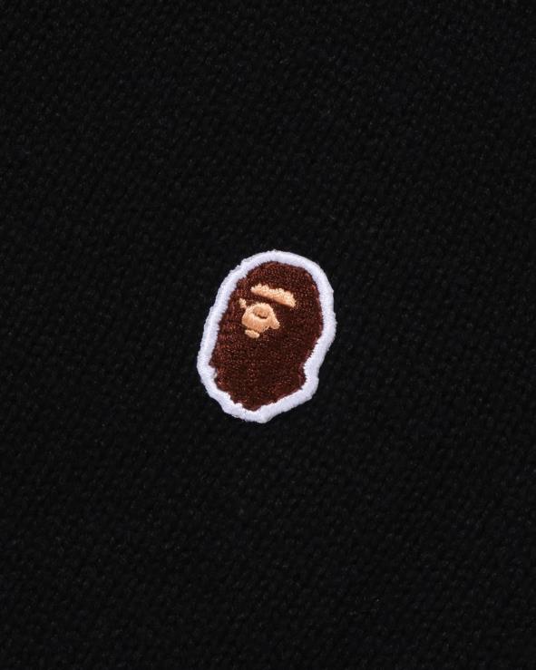 שָׁחוֹר A Bathing Ape 644LV223 גברים אפוד סרוג נקודה אחת בראש