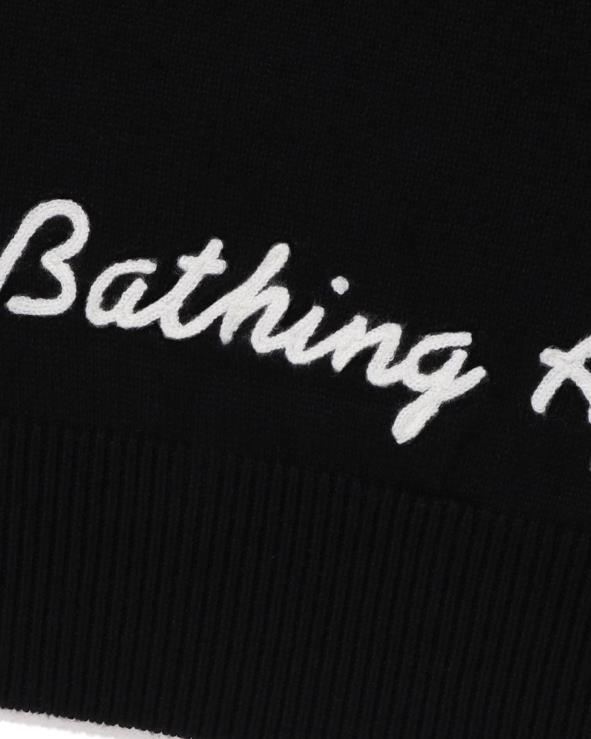 שָׁחוֹר A Bathing Ape 644LV223 גברים אפוד סרוג נקודה אחת בראש