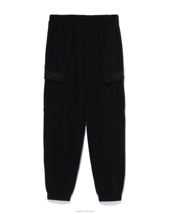שָׁחוֹר A Bathing Ape 644LV228 גברים מכנסי טרנינג עם 6 כיסים בהתאמה רגועה