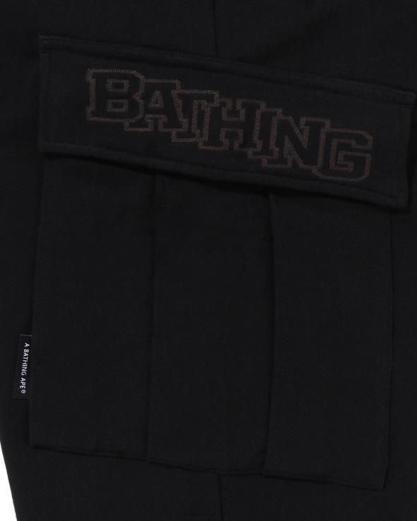 שָׁחוֹר A Bathing Ape 644LV228 גברים מכנסי טרנינג עם 6 כיסים בהתאמה רגועה