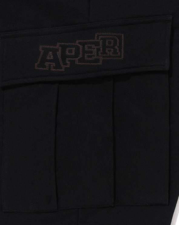 שָׁחוֹר A Bathing Ape 644LV228 גברים מכנסי טרנינג עם 6 כיסים בהתאמה רגועה