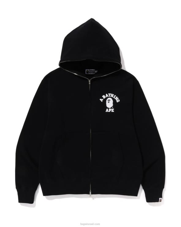 שָׁחוֹר A Bathing Ape 644LV232 גברים קפוצ'ון עם רוכסן מלא בקולג'