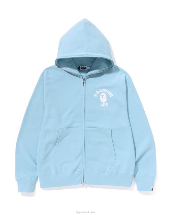 כחול בהיר A Bathing Ape 644LV233 גברים קפוצ'ון עם רוכסן מלא בקולג'