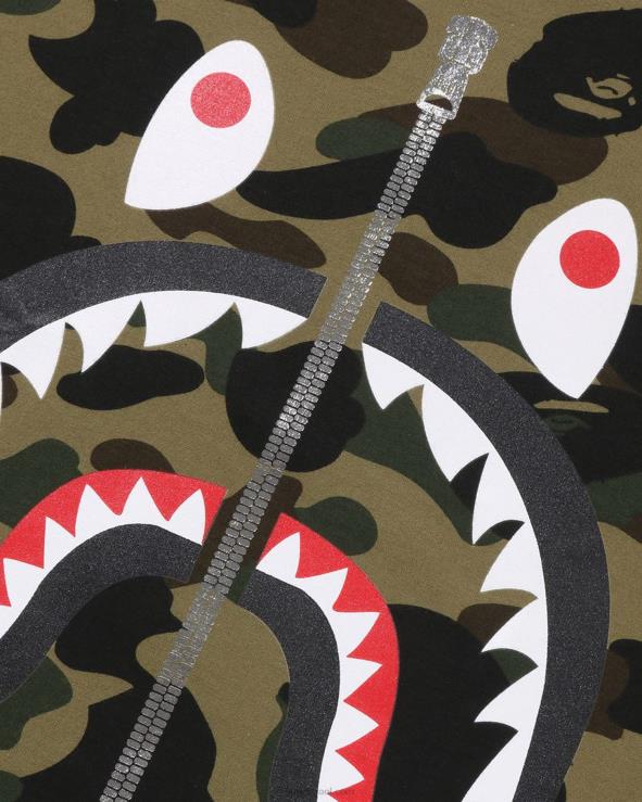צבא ירוק A Bathing Ape 644LV240 גברים טי כריש קאמו ראשון