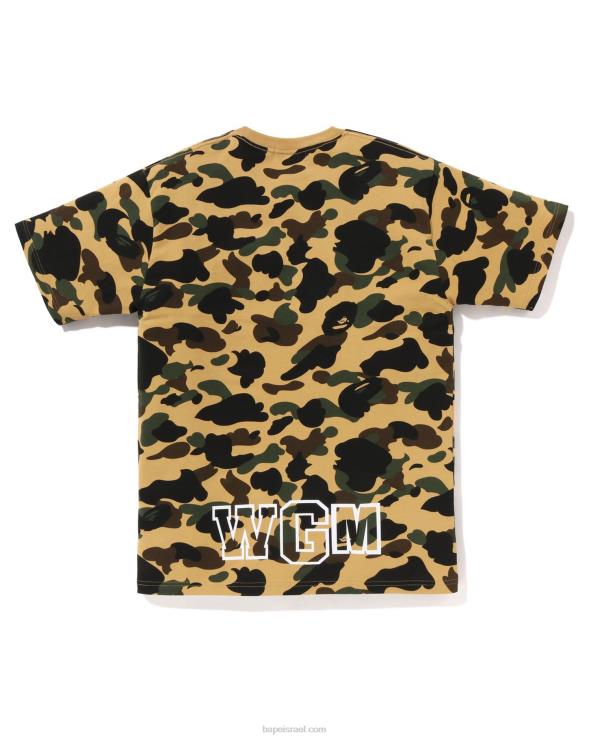 צהוב A Bathing Ape 644LV241 גברים טי כריש קאמו ראשון