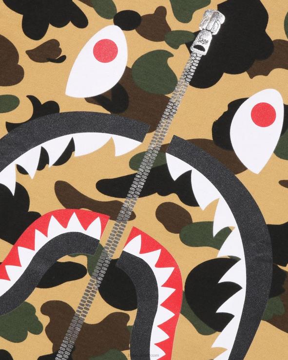 צהוב A Bathing Ape 644LV241 גברים טי כריש קאמו ראשון