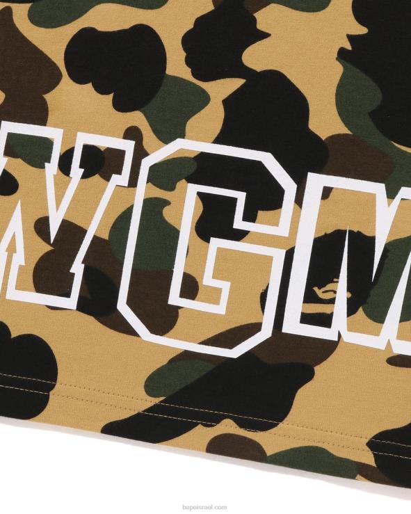 צהוב A Bathing Ape 644LV241 גברים טי כריש קאמו ראשון