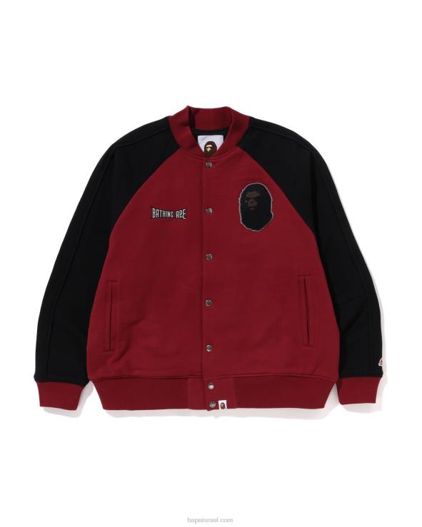 אדום בהיר A Bathing Ape 644LV242 גברים ז'קט לאוניברסיטה